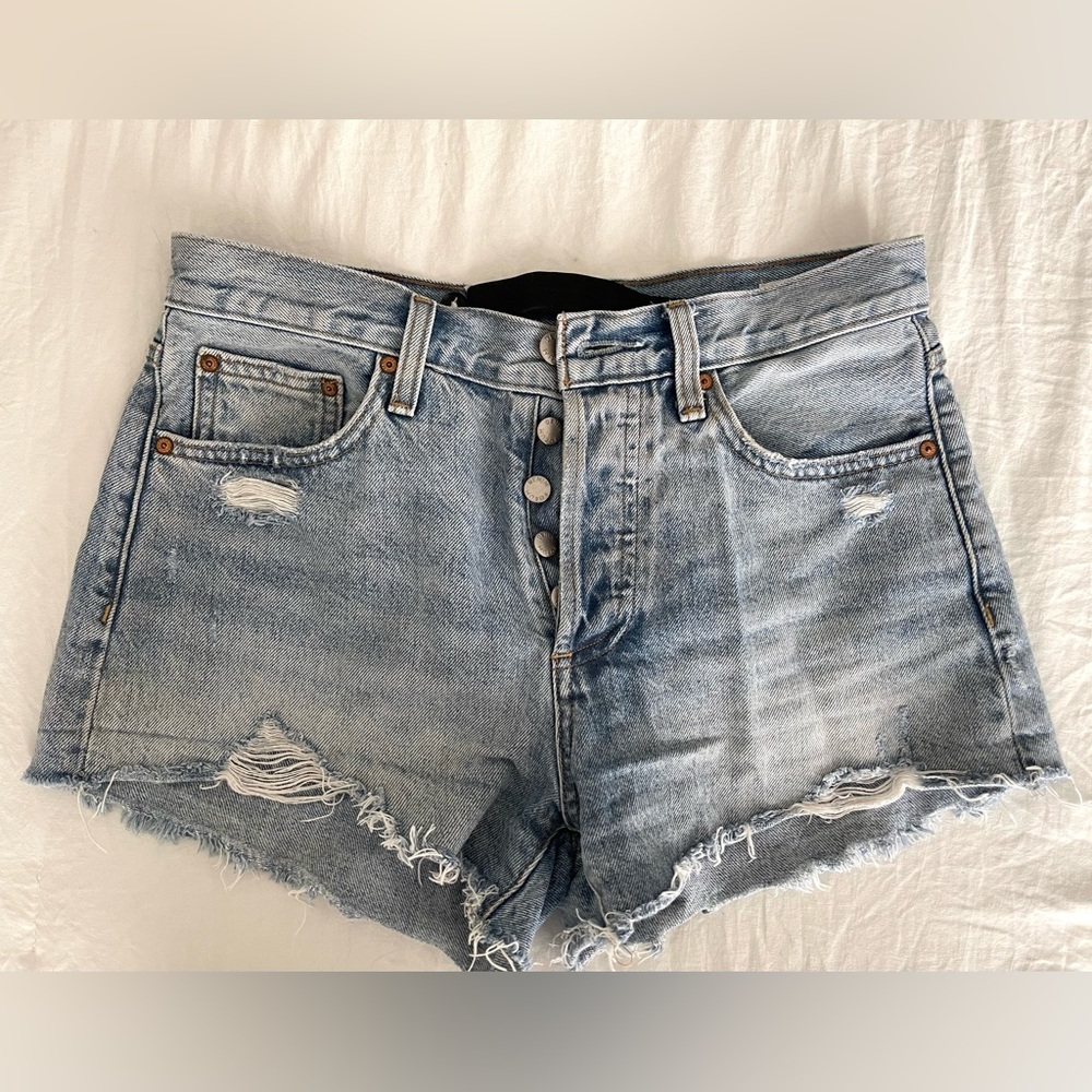 Aritzia “The Ex-Boyfriend Denim Shorts” (blue)